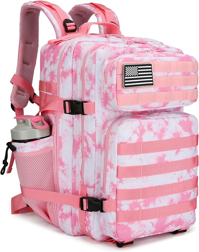 Lovelinks21 45L Tactical Assault Backpack 3 day assault pack with Molle Waterproof backpack Rucksack for Tactical Backpacks (Pink coral)