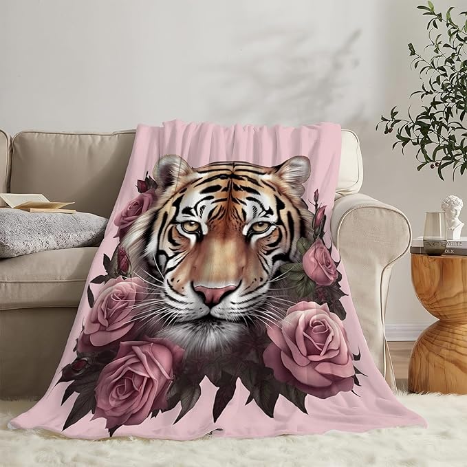 Tiger Blanket Soft Warm Tiger Fleece Plush Throw Blanket Tiger Gifts for Tiger Lover Cozy Flannel Bedding Tiger Animal Stuff Decor Blanket for Girls Boys Kids Adults Women 60"x80"