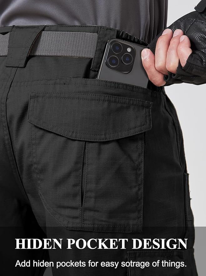 CNBQDD Mens Work Pants Cargo Tactical Construction for Men Ripstop Water Repellent Lightweight Outdoor Hiking with Pockets