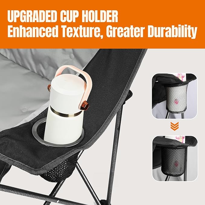 Heavy Duty Double Camping Chair 600LBS Capacity, Fully Padded Folding Camping Chairs Loveseat, Big Oversize Outdoor Patio Lawn Chair with Arm Cup Holder for Camping, Fishing, Beach