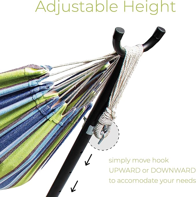 Backyard Expressions - 914920 - Ocean Floor Pattern - Portable Double 2 Person Outdoor Hammock with Stand - Green and Blue - 9 x 3 Foot Hammock