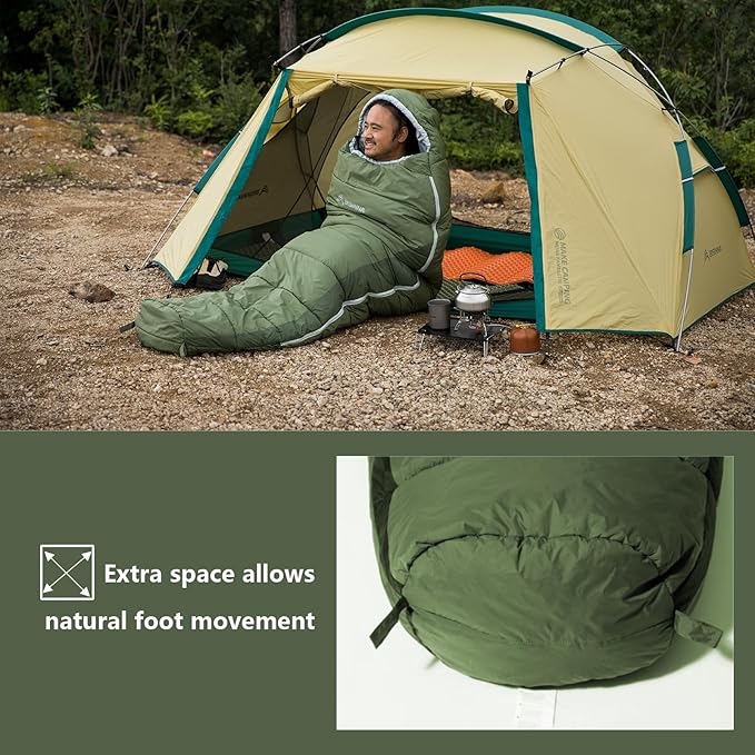 BISINNA Mummy Sleeping Bag for Adults 14-41℉ Cold Weather 3-4 Season Camping Sleeping Bags with Compression Sack for Backpacking Hiking Traveling