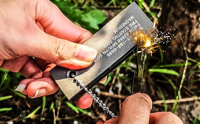 Magnesium Fire Starter Waterproof Fire Steel for Camping, Hiking, Hunting, Backpacking,Outdoor Survival fire Striker Kit(4 Pack)