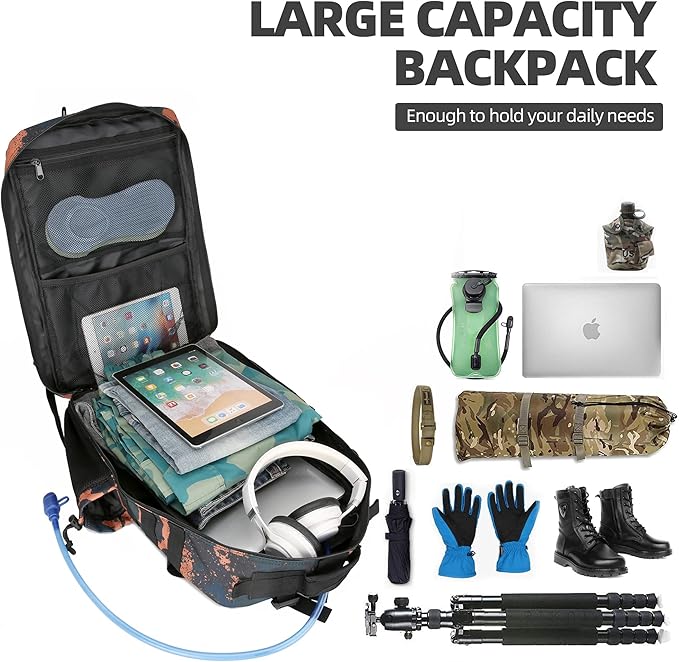 Lovelinks21 45L Tactical Assault Backpack 3 day assault pack with Molle Waterproof backpack Rucksack for Tactical Backpacks (Mars Camo)