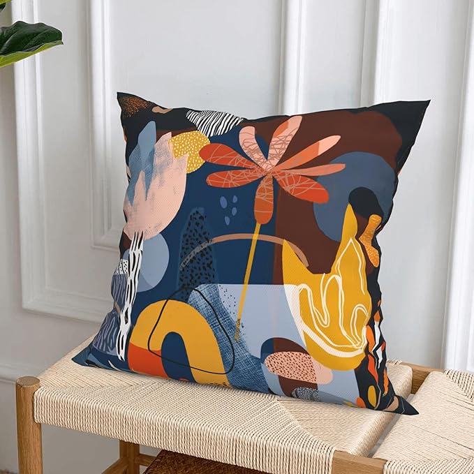 Abstract Art Throw Pillow Covers 18 X 18 Inch Set of 4 Decorative Cushion Cover Home Decor for Sofa Chair Couch Bedroom Living Room