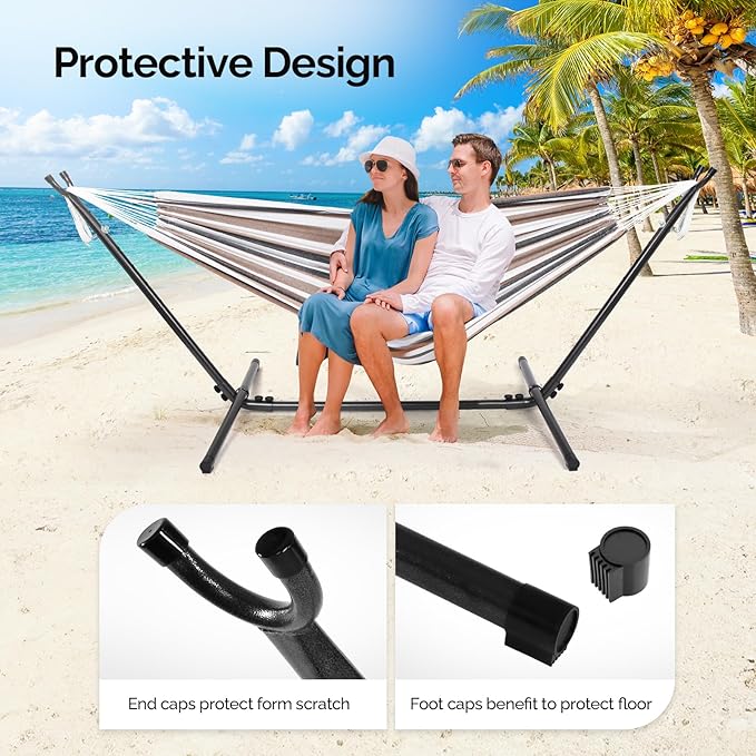 ONCLOUD 9 FT Hammock Stand Only, Heavy Duty Adjustable Indoor Outdoor Space Saving Steel Stand with Carrying Case, Universal Hammock Stand with 450 Pounds Capacity for Garden (Black)