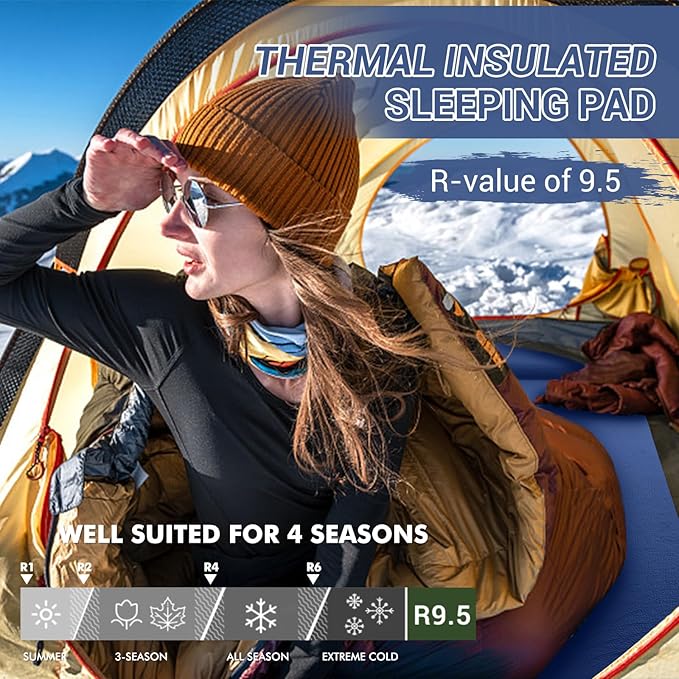 Elegear CumbreX™ Self Inflating Sleeping Pad, 3.15" Ultra-Thick Memory Foam Camping Pad with Pillow Fast Inflating in 20s Insulated Camping Mattress Pad 4-Season Camp Sleeping Mat for Camp/Travel/Tent