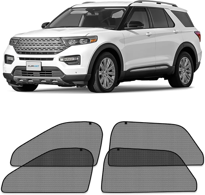 CLIM ART Magnetic Car Window Shades for Ford Explorer 2020-2026 – Custom-Fit Sun Blocker Curtains, Side Window Covers, Essential Car Accessories for Camping, Baby, and Privacy Protection - MS0251
