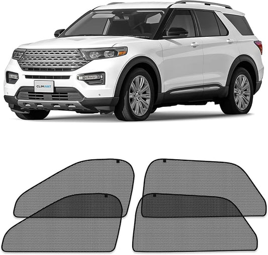 CLIM ART Magnetic Car Window Shades for Ford Explorer 2020-2026 – Custom-Fit Sun Blocker Curtains, Side Window Covers, Essential Car Accessories for Camping, Baby, and Privacy Protection - MS0251