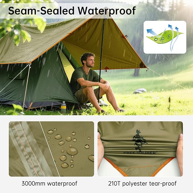 Free Soldier Waterproof Portable Tarp Multifunctional Outdoor Camping Traveling Awning Backpacking Tarp shelter Rain Tarp