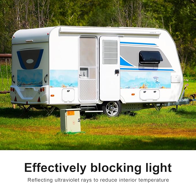 RV Door Window Shade Cover - Magnetic RV Blackout Window Cover with UV Protection and Privacy Features (25 * 16 in) Foldable Magnet Design, Waterproof Fabric, Reflective (Grey, 1 Pack)