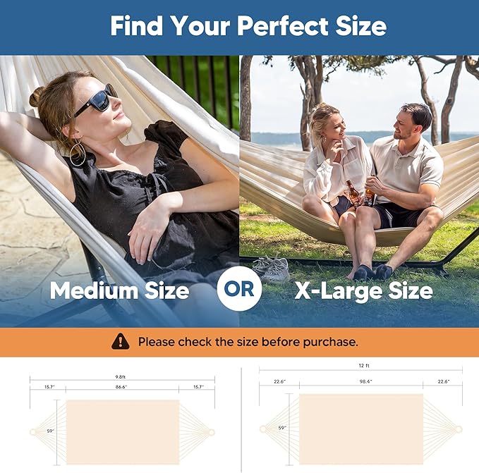 SUNCREAT Hammocks Outdoor Camping Double Hammock, Portable Hammock for Outside, Beige
