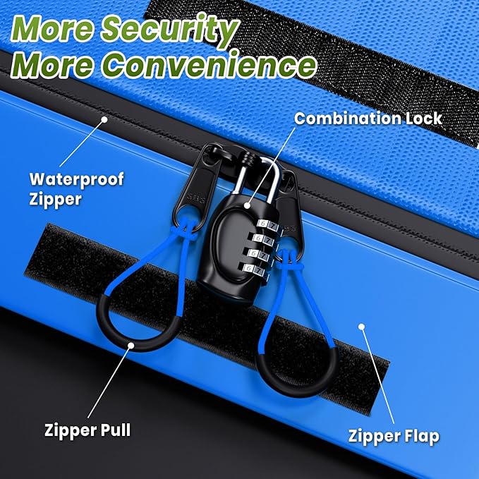APTY 23 Cubic Feet Car Rooftop Cargo Bag Carrier, Soft Roof Top Luggage Bag for All Vechicles with/Without Racks - with Waterproof Zip, Luggage Lock, Anti-Slip Mat, Storage Bag, Door Hooks, Blue