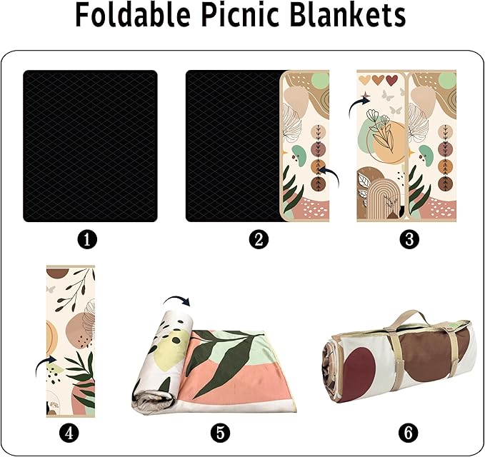 Supfitness Extra Large Picnic Blankets Waterproof Foldable (80 "x 80") Beach Blanket Waterproof Sandproof,3-Layer Thicking Mat Outdoor Packable Camping Blanket
