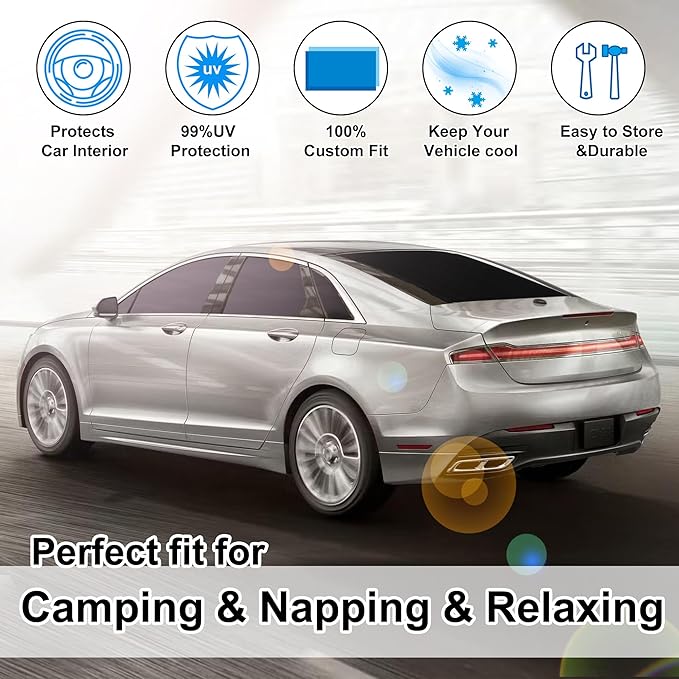 6PCS Windshield Sun Shade Custom Fit for 2013-2020 Lincoln MKZ Accessories Foldable Sunshade Side Rear Window Shade Cover Full Set Privacy Protection Keeps Car Cool