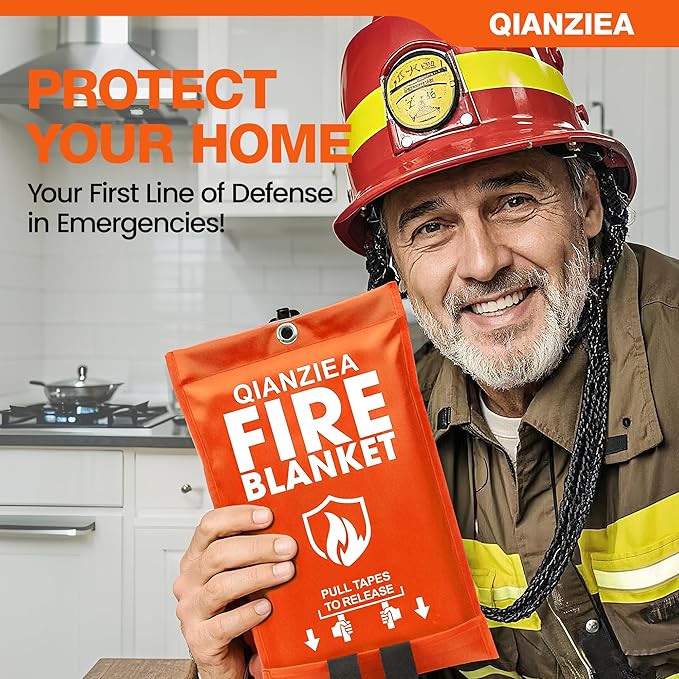 Fire Blanket for Emergency Safety, Protective Flame Resistant Cover,2-Pack