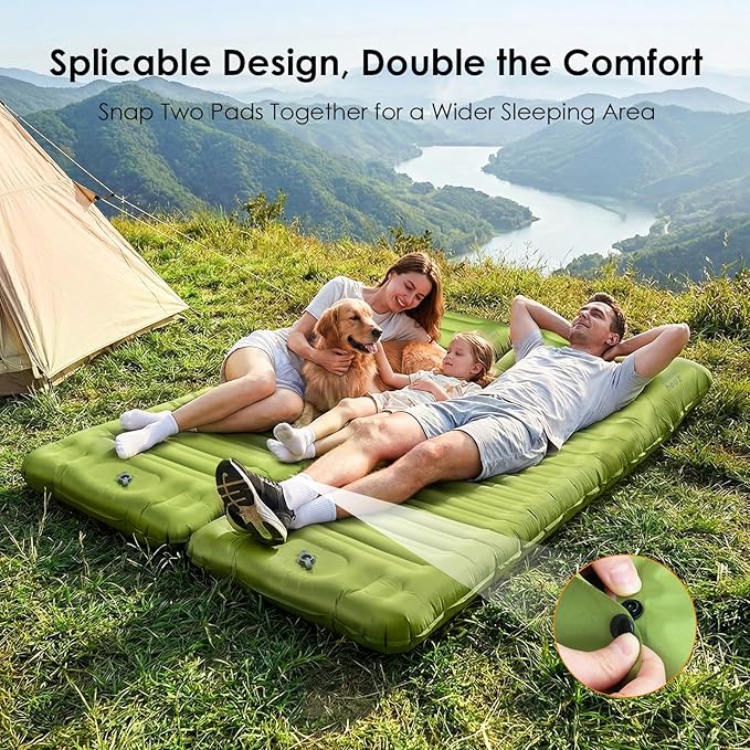 Minthouz Camping Sleeping Pad, 5 Inch Thick Inflatable Camping Pad, Foot Pump Fast Inflation, Portable Sleeping Mat for Camping Backpacking Hiking Traveling Tent