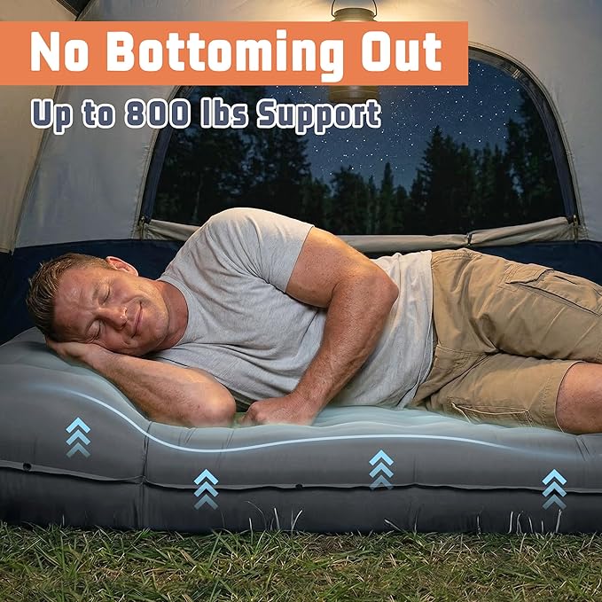 Sleeping Pad, 6.3 Inch Thick Air Mattress for Outdoor Camping, Backpacking, Hiking, Road Trips, Tent Sleep & Car Travel Comfort