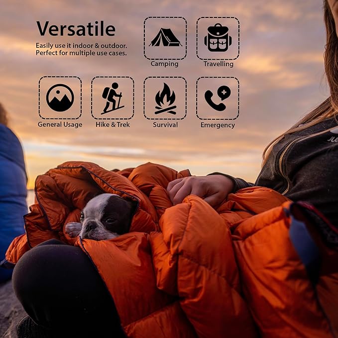 Horizon Hound Puffy Down Camping Blanket - Outdoor Travel Quilt | Sustainable, Insulated, Lightweight & Warm Gear for Sleep, Camping, Stadium, Hiking & Festivals | Water Resistant, Packable & Compact
