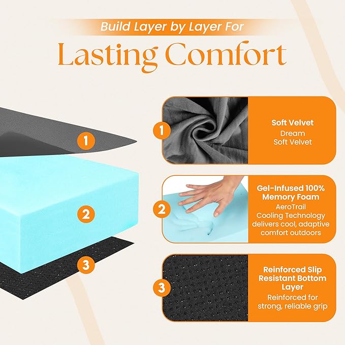 100% Pure Roll Up Memory Foam Camping Mattress with Waterproof Cover & Phone Pocket – Portable 3inch CertiPUR-US Sleeping Pad with Travel Bag for Camping, Car, Tent, SUV, Pets, Guest Bed