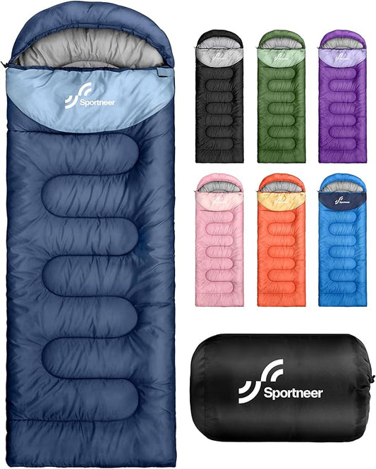 Sportneer Sleeping Bag for Adults & Kids, Cold Weather & Warm Waterproof Camping Sleeping Bag, Compact Portable for Camping Hiking & Travel
