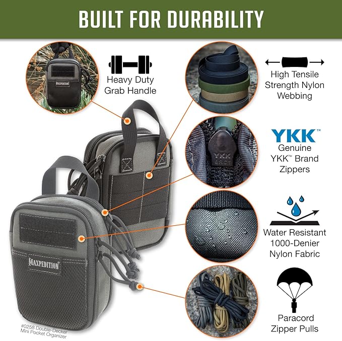 MAXPEDITION Double-Decker Pocket Organizer, Tactical Tool Pouch for Organization, EDC Pouch for Everyday Carry