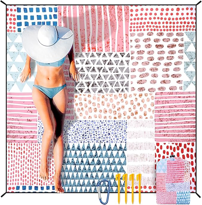 HIHOHO Beach Blanket Waterproof Sandproof Extra Large Beach Mat 79" X 83"/120"x108"for 1-8 Adults Quick Drying Durable Outdoor Picnic Mat for Beach Travel Camping Hiking
