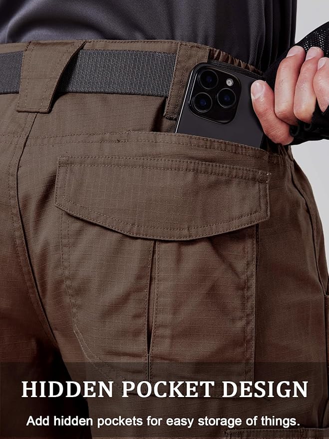 CNBQDD Mens Work Pants Cargo Tactical Construction for Men Ripstop Water Repellent Lightweight Outdoor Hiking with Pockets
