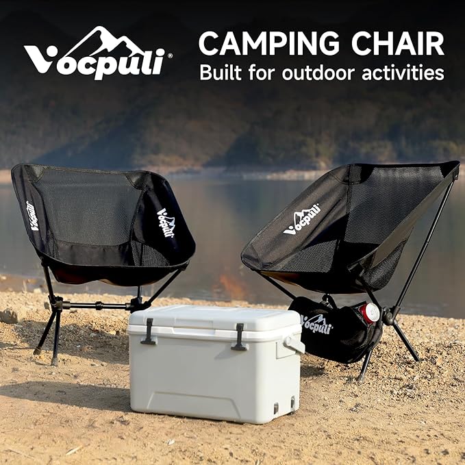 Camping Chairs, Portable Folding Chair ，Camping Gear for Camping, Hiking, Mountaineering, Beach, Picnic & Festival，Gifts for Men ，330 lbs Capacity (Black Twin Pack