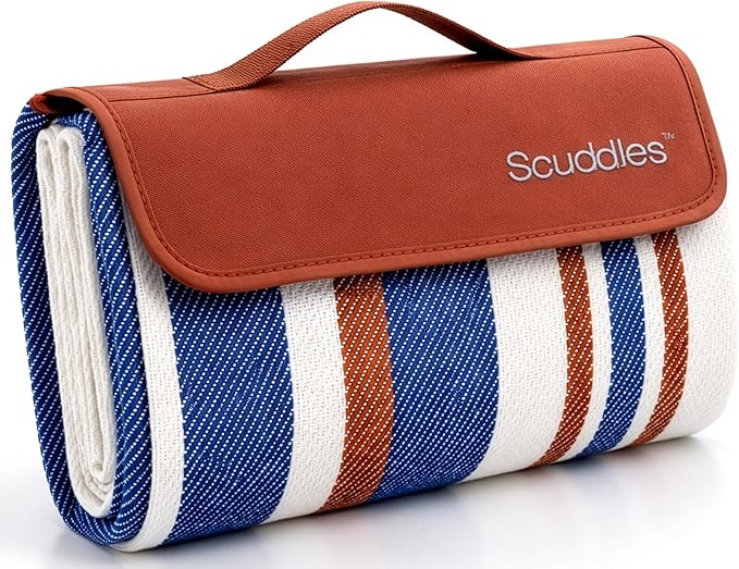 scuddles Extra Large Picnic Blanket – 80" x 80" Waterproof Outdoor Mat with Soft Dual-Layer Comfort, Foldable Sand-Free Travel Rug for Beach, Camping, Lawn & Parks