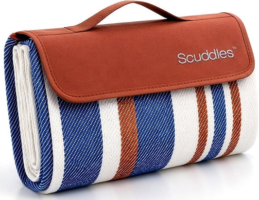 scuddles Extra Large Picnic Blanket – 80" x 80" Waterproof Outdoor Mat with Soft Dual-Layer Comfort, Foldable Sand-Free Travel Rug for Beach, Camping, Lawn & Parks