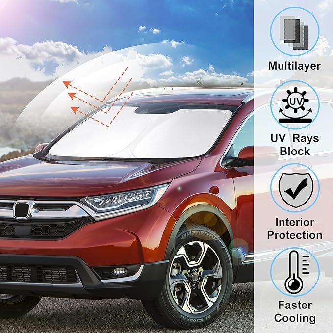 Windshield Sun Shade Custom Fit 2017-2020 2021 2022 Honda CRV CR-V Accessories Window Shades Sunshade Sun Visor Protector Keep Car Cooler