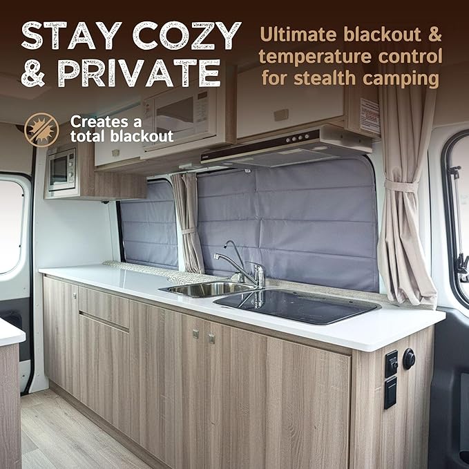 Living in a Bubble Insulated Blackout Mid Right Side Window Cover for Mercedes Sprinter Van Year 2007-2026 170" Length LWB & XLWB, NCV3 & VS30 (Bare Metal Frame)