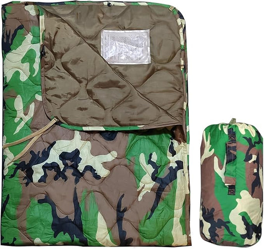 Lenotos Woobie Blanket, Thermal Insulated Military Poncho Liner, Water-Resistant, Portable, Insulation, for Hiking, Survival with Compression Carry Bag (Forest)