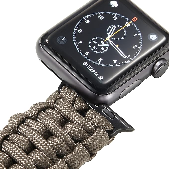 Savior Survival Gear Paracord Watch Band, Compatible with Apple Watch Band 49mm 46mm 45mm 44mm 42mm,iWatch Band Series Ultra 10 9 8 7 6 5 4 3 2 1 SE,Adjustable strap for men (Gunmetal Gray, X- Large)