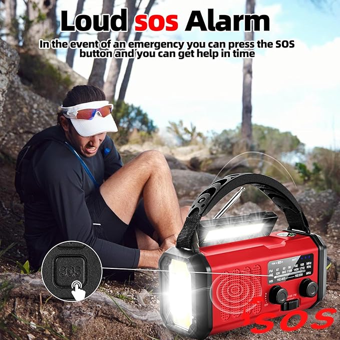 QAUYYW Emergency Weather Radio,37000mWh Portable NOAA/AM/FM Crank Radio, Reading Light, Solar Radio, SOS Emergency Flashlight, Multiple Power Sources,for Hurricanes and Emergencies