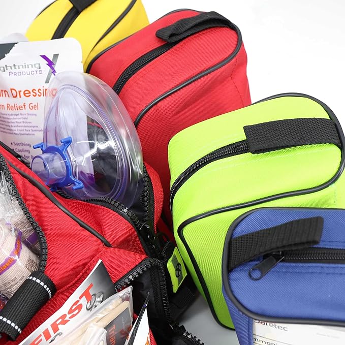 Lightning X Extra Large Medic First Responder EMT Trauma Bag Stocked w/Fill Kit C - RED