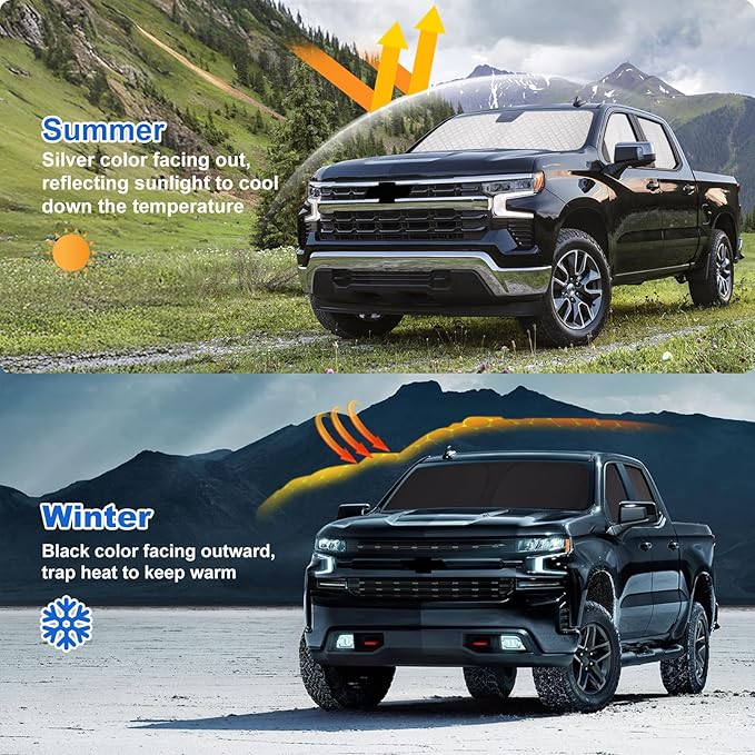 XCBYT 2019-2024 Silverado Window Shades Full Coverage Window Shades | 6-Layer Blackout Insulated Sun & UV Protection | Custom Fit Privacy Covers for Camping, Sleeping & Car Living (5 PCS)