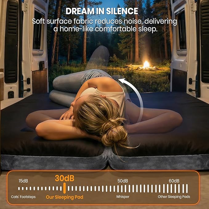 Self Inflating Sleeping Pad with Electric Pump, 4" Ultra-Thick Foam Sleeping Mats for Camping with Built-in Pillow, 9.5 R-Value 4 Season Camping Mattress Pad for Cot Truck Car Home