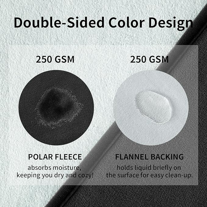QiyI Waterproof Blanket for Bed Queen Size, Reversible Washable Pet-Friendly Flannel Throw Blanket, Leakproof Stain-Resistant Furniture Protector for Travel & Camping, 60"x80", Black/Light Grey