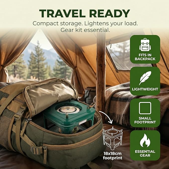 Garneck Outdoor Stove Portable Kerosene Stove – Camping Heater Barbecue Burner for Outdoor Cooking Emergency Heating Hiking Picnic Survival Gear