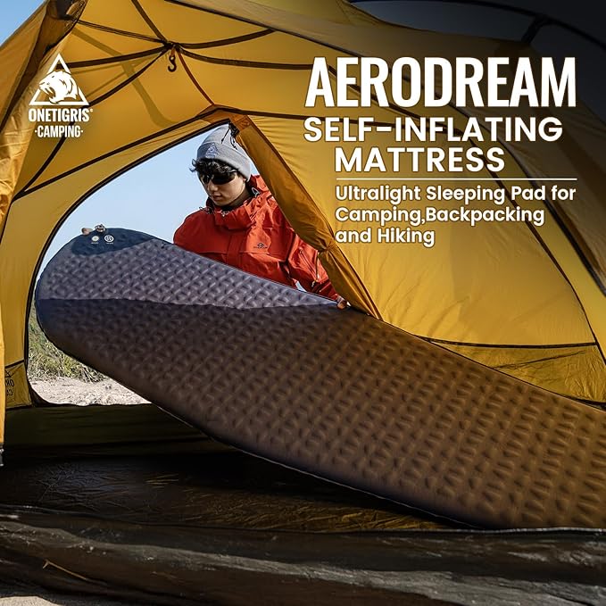 ONETIGRIS CAMPING AERODREAM Self-Inflating Mattress,4.1 R Inflatable Foam Sleeping Pad for Camping,Backpacking and Hiking
