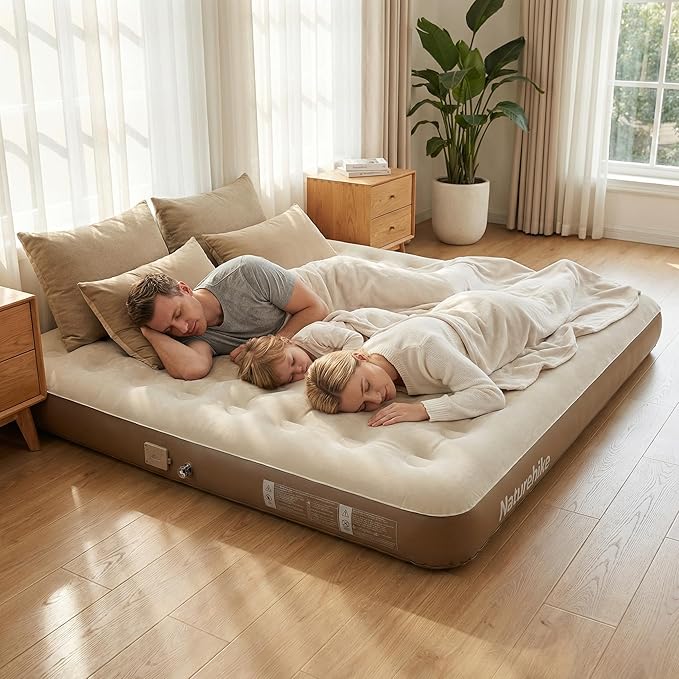 Naturehike California King Air Mattresses with Rechargeable Built-in Pump, Inflatable Mattress, Portable Blow up Mattress, Air Bed for Home, Camping, Guest