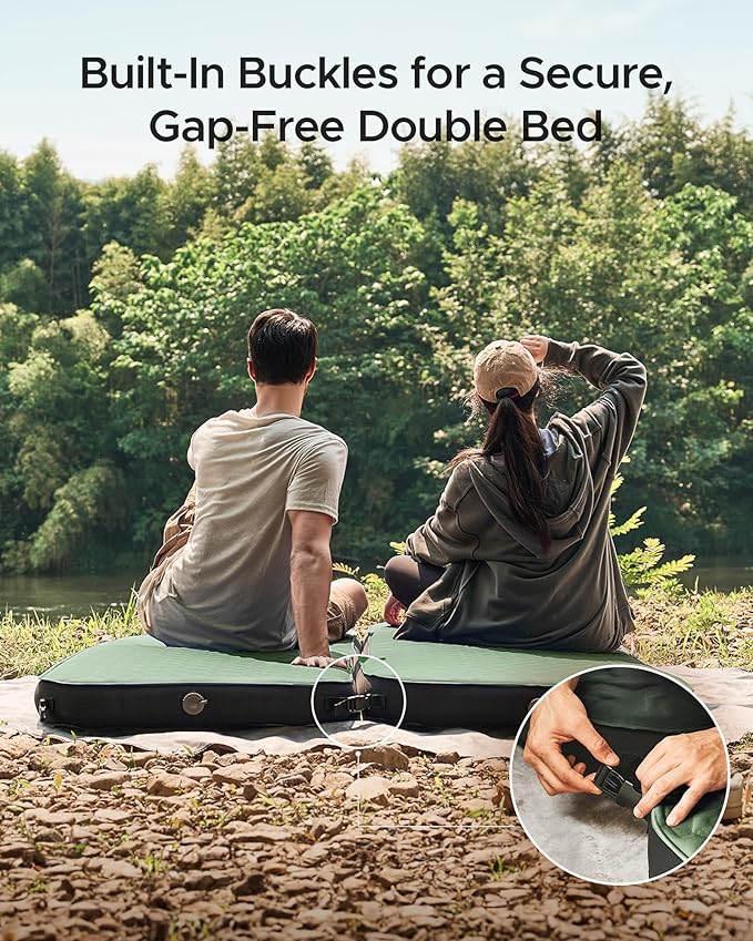 Acacia 4" Thick Self Inflating Sleeping Pad with Foam, Innovative Y-Shaped Telescopic Structure, Ultraportable Camping Air Mattress with Pump Sack, Easy Roll Up Sleep Bed for Travel Tent Car