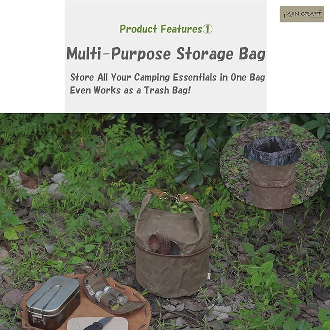 Camping Cookware Storage Bag, Canvas Camp Kitchen Organizer for Cooking Utensils, Pots, Pans & Mess Kit – Heavy-Duty Water-Resistant Outdoor Storage Case L