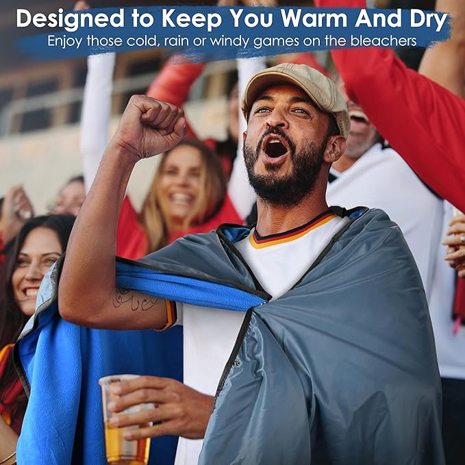 Catalonia Waterproof Stadium Blanket, Windproof Wearable Poncho for Football Sideline & Sports Events for Fans, Portable, Durable Outdoor Blanket for Camping & Tailgating