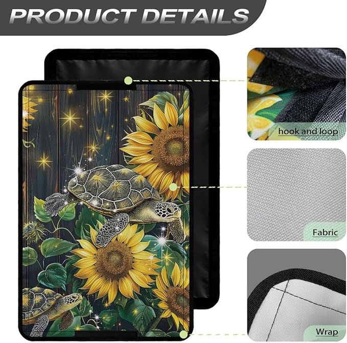 RV Door Window Shade Cover Blocking UV Rays & Heat Protection, Turtle Sunflower Portable Camper Trailer Door Blackout Windshield Cover, Foldable RV Accessories Sun Shade