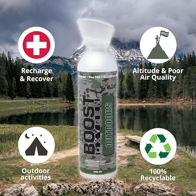Boost Oxygen Large Outdoors Natural Aroma 10L Canister | Respiratory Support for Aerobic Recovery, Altitude, Performance & Health (2 Pack)