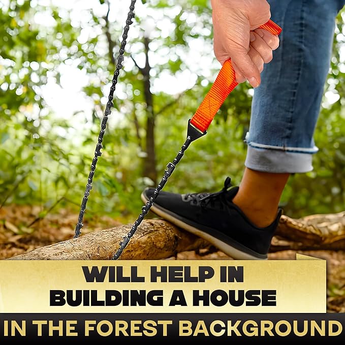 Rope Saw for Tree Limbs - Pocket Chainsaw for Survival with Bag | Stainless Steel 25" Folding Tree Saw with Bi-Directional Teeth, Essential for Camping Gear Survival Gear Compact Design for Easy Carry