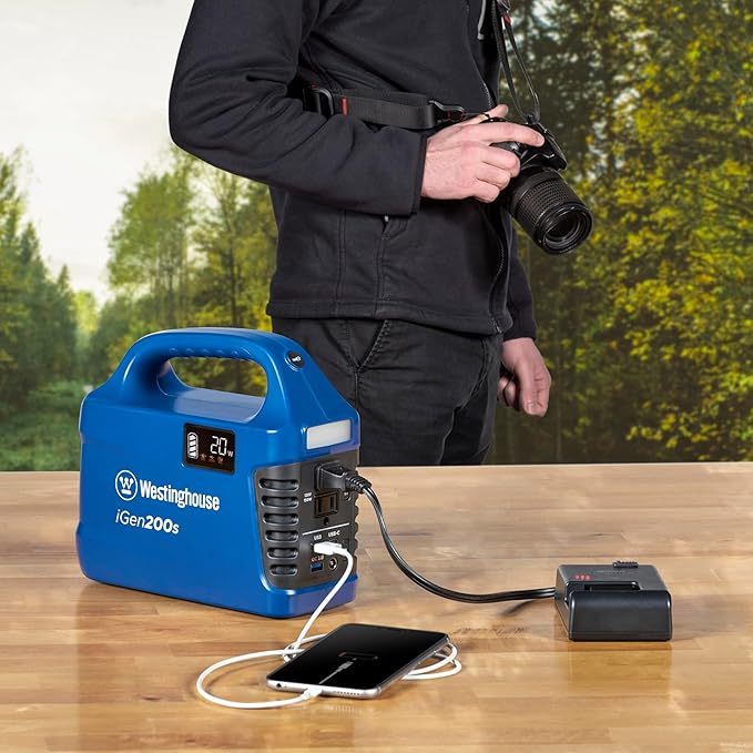 Westinghouse 194Wh 300 Peak Watt Portable Power Station & Solar Generator, Modified Sine Wave AC Outlet, Backup Lithium Battery for Camping, Home, Travel, Indoor/Outdoor Use (Solar Panel Not Included)